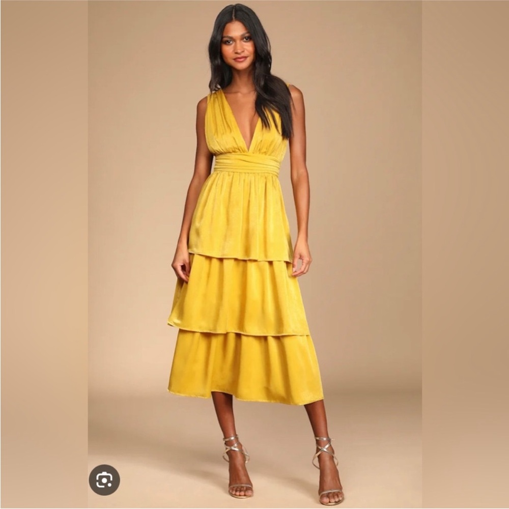 Lulu's Peak Party Vibe Dress - Mustard